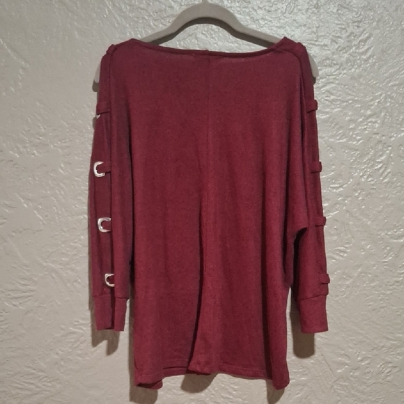 New Retrology Women's Red V-Neck Sweater Lightweight Knit Size L - Picture 6 of 10
